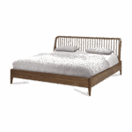 Massives Eichenbett mit eleganten Spindelbeinen - minimalistisches skandinavisches Design von Ethnicraft.