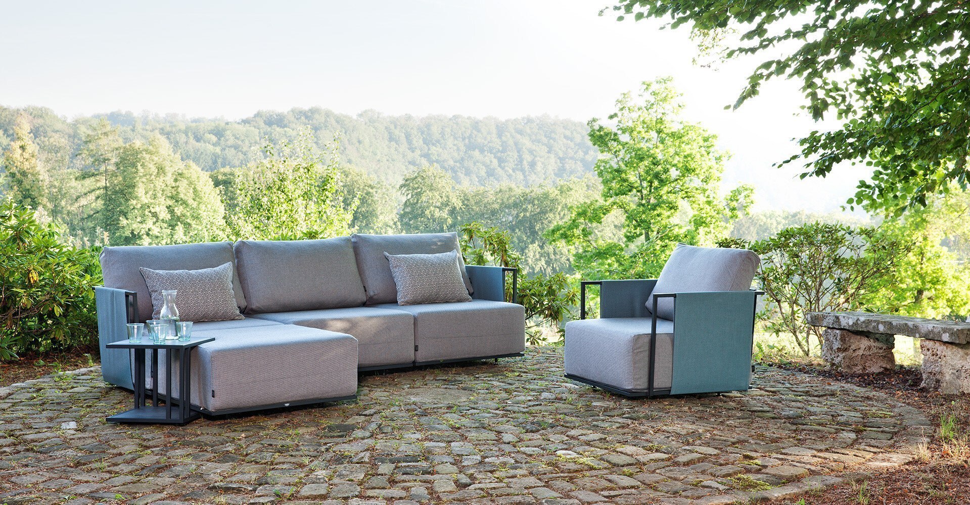 Fischer Möbel Suite 3 Outdoor-Sofa in modernem Design für Garten und Terrasse