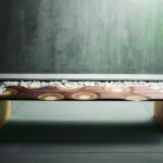 Moderne Horm Sitzbank mit eleganten Wellenmustern in minimalistischem Design.