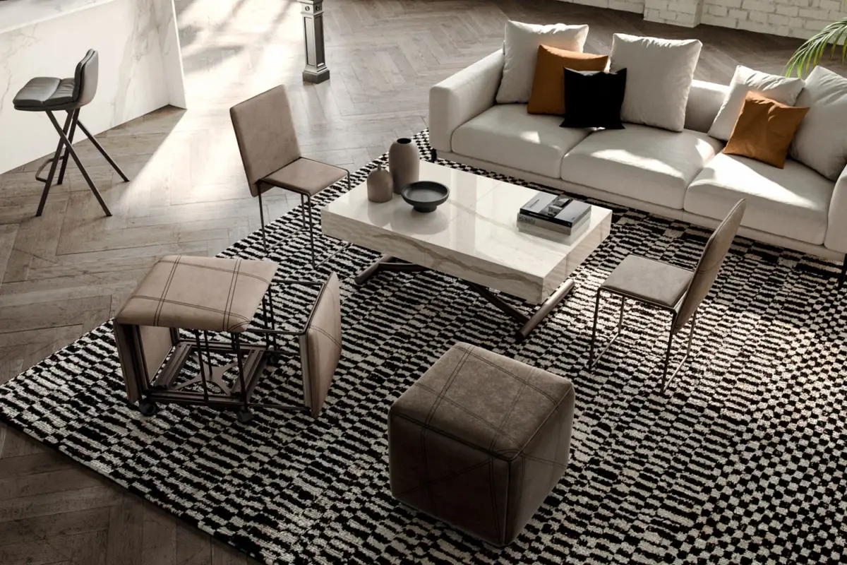 Innovativer Ozzio Box Couchtisch mit integriertem Stauraum für modernes Wohnen.