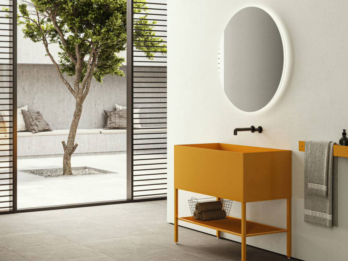 Moab80 Waschtisch 100 cm Durchmesser, Modell 4 - Elegantes rundes Waschbecken in modernem Design