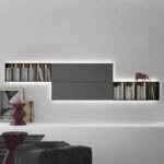 Caccaro Wandregal in Holzoptik für moderne Wohnräume mit integrierter Wandverkleidung.