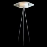 Moderne Halo Stehlampe mit geflochtenem Schirm von Designer Kenneth Cobonpue.