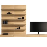Moderne Team7 Filigno Wohnwand aus Massivholz für stilvolles Wohnzimmer-Ambiente.