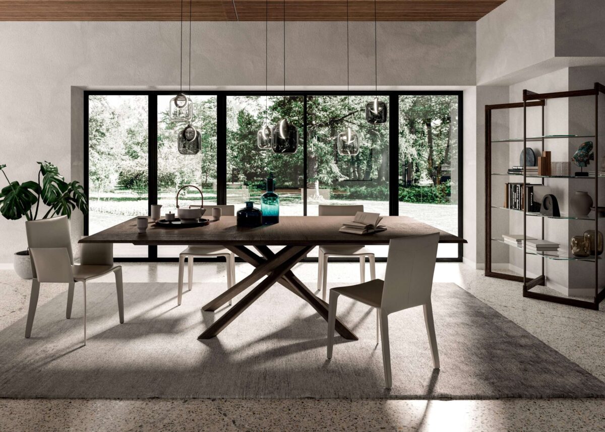 Moderner ausziehbarer Ozzio Esstisch Arizona 3 aus Italien in elegantem Design.