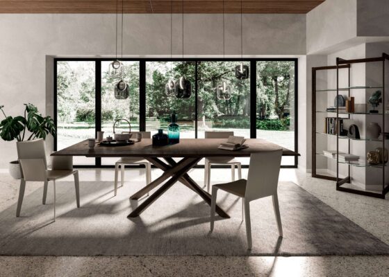 Moderner ausziehbarer Ozzio Esstisch Arizona 3 aus Italien in elegantem Design.