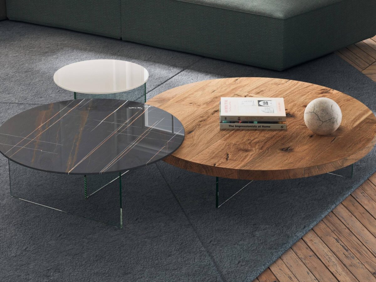 Moderner Lago Rotondi Couchtisch mit rundem Design für elegante Wohnzimmer.