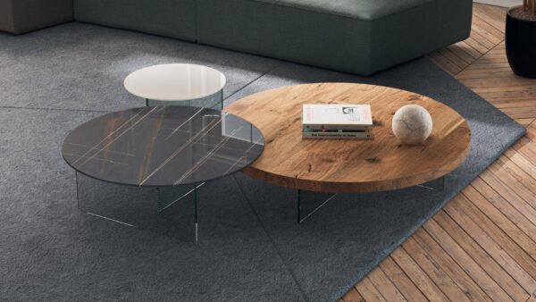 Moderner Lago Rotondi Couchtisch mit rundem Design für elegante Wohnzimmer.