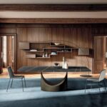 Eleganter Lago U4 Esstisch mit schwebender Glasplatte und minimalistischem Metallgestell für moderne Esszimmer.