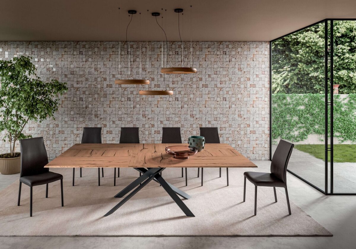 Moderner Ozzio 4x4 Esstisch mit flexiblen Auszugsfunktionen in 16 verschiedenen Größenvarianten.