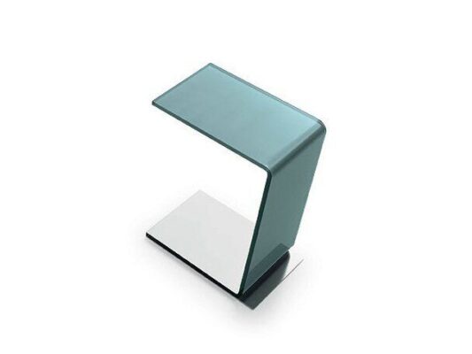 Moderner Swan Couchtisch aus transparentem Klarglas von Sovet Italia für elegante Wohnräume.