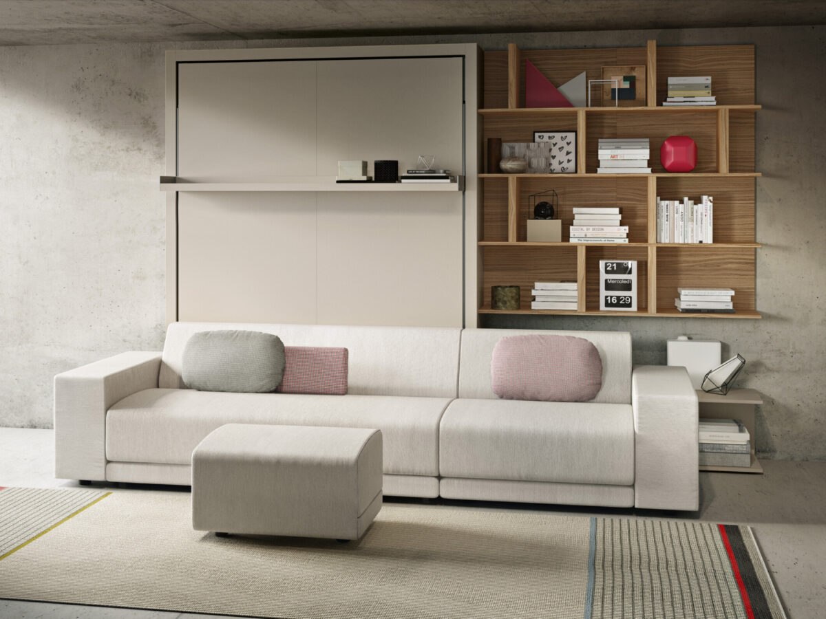 Modernes Clei Oslo Schrankbett verwandelt sich platzsparend in ein komfortables Doppelbett für kleine Wohnräume.