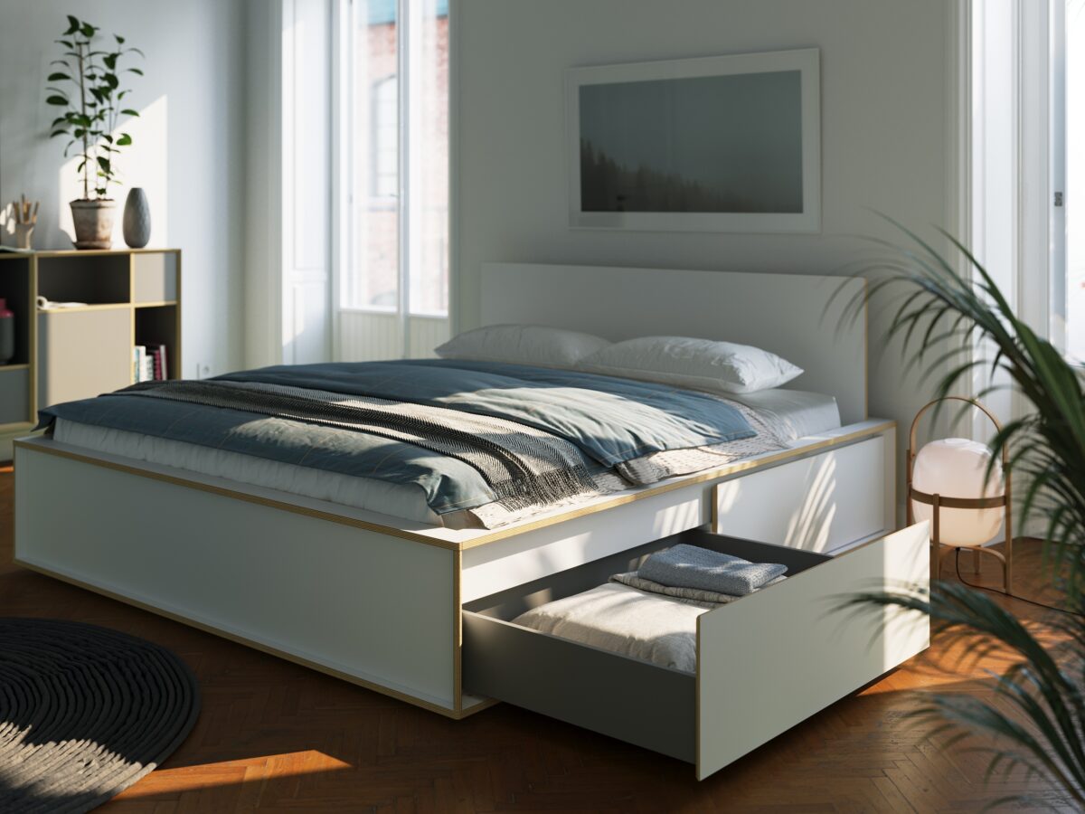 Spaze 6 Stauraumbett mit integrierten Schubladen für zusätzlichen Stauraum von Müller Möbel.