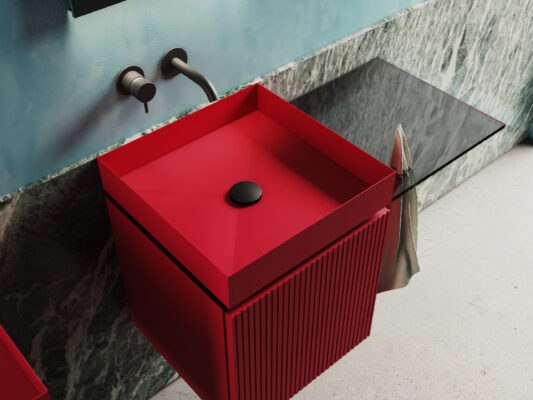 Modernes weißes Waschbecken Moab80 P40 mit rechteckiger Form für stilvolles Badezimmer-Design.