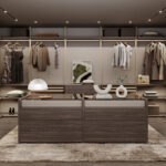 Eleganter begehbarer Kleiderschrank mit offenen Regalen und Schubladen in modernem Design von Olivieri.