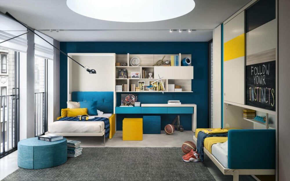 Platzsparendes Schrankbett Kali Ponte mit integriertem Stauraum und elegantem Design.