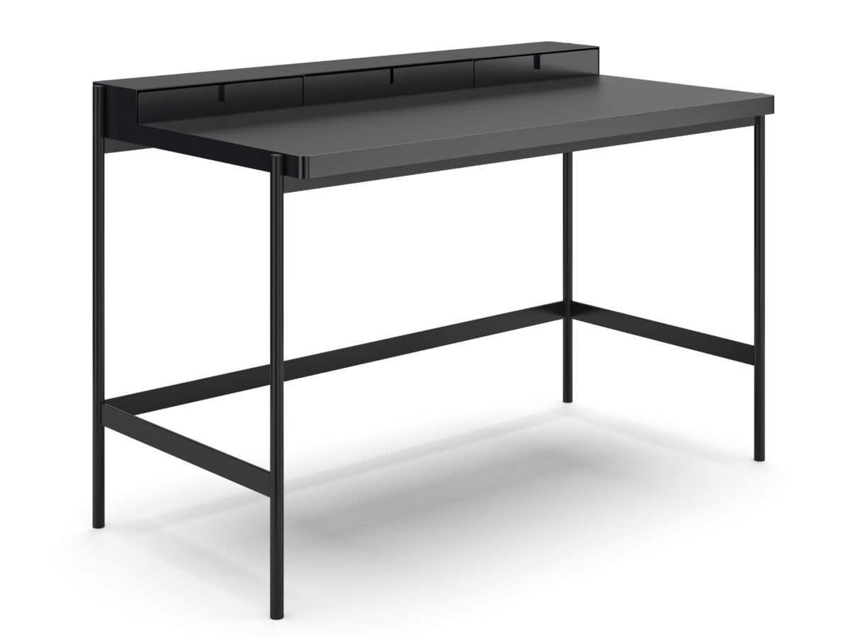 Schwarzer Metall-Sekretär PS 20 mit Klapptisch und Stauraum von Möbel Müller.