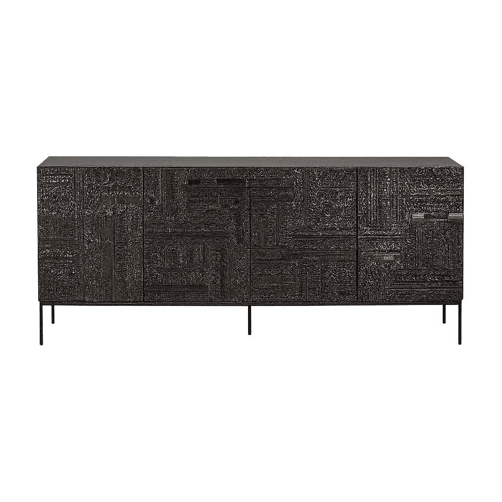 Tabwa Kommode mit 3 Schubladen, geometrisches Muster, Massivholz von Ethnicraft.