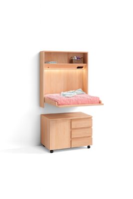 Team7 Wandmodul für Kinderzimmer mit praktischen Regalen und Stauraum aus Massivholz