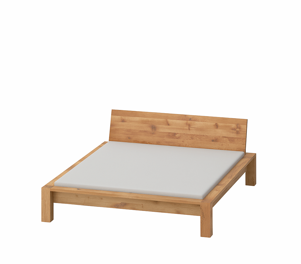 Modernes Taurus Bett aus Massivholz von Vitamin Design im minimalistischen Schlafzimmer.