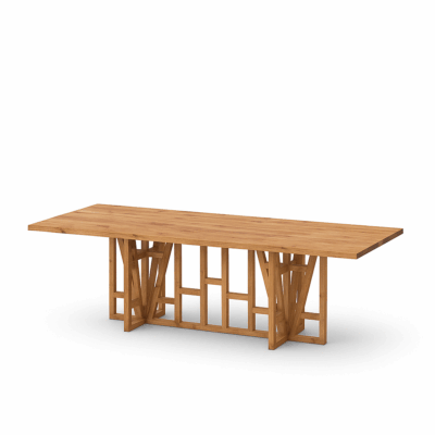 Moderner Fachwerk-Tisch aus Holz von Vitamin Design mit minimalistischem Gestell.