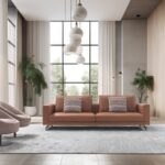Modernes Gyform Morfeo Sofa in elegantem Wohnzimmer mit großem Fenster.