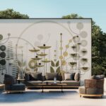 Moderne geometrische Tapete Jacques in Schwarz-Weiß von Instabilelab für stilvolle Wandgestaltung.