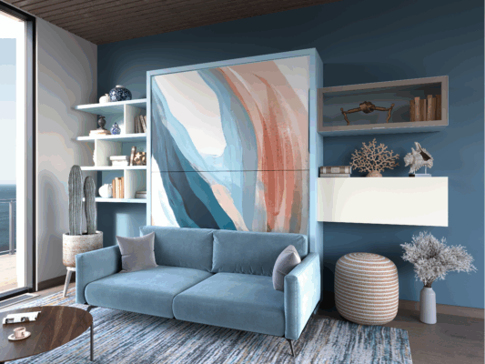 Futuristische Wolkenkratzer mit leuchtenden Fassaden in nächtlicher Großstadt-Skyline.