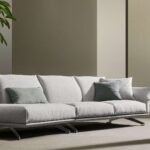 Modernes Twils Wing Sofa in grauem Stoff für stilvolles Wohnambiente