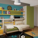 Modernes Jugendzimmer mit platzsparendem Klappbett und integriertem Stauraum von Wallbed Italia.