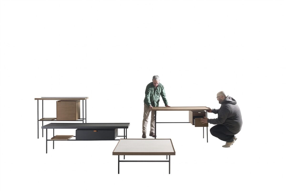 Treku Kutxa Schreibtisch-Kommode 150x100 cm mit Schubladen in modernem Design