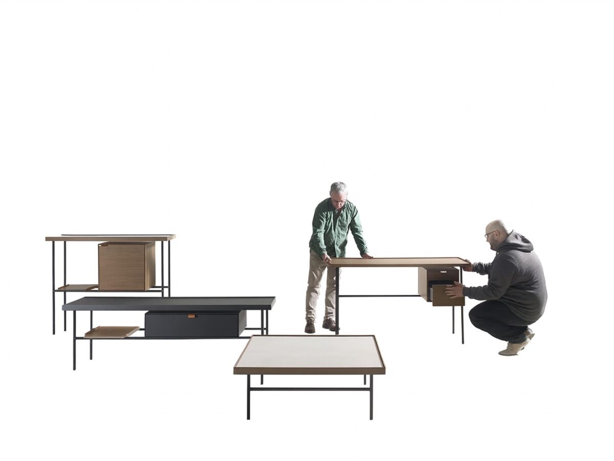 Treku Kutxa Schreibtisch-Kommode 150x100 cm mit Schubladen in modernem Design