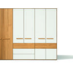Eleganter Team 7 Drehtürenschrank mit natürlichen Holzoberflächen, entworfen von Sebastian Desch.