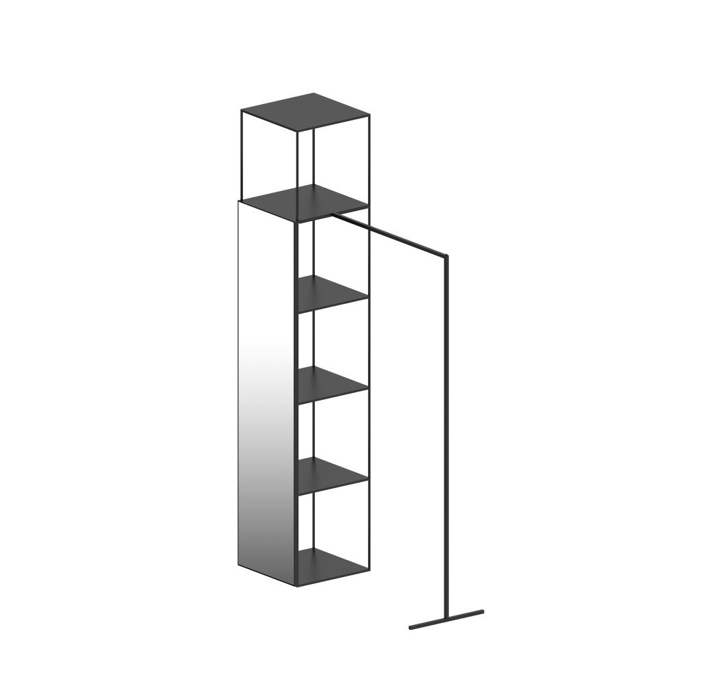 Schlanker schwarzer Metall-Kleiderständer Zeus Noto mit minimalistischem Design für moderne Wohnräume.