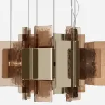 Moderne Cathedral Glas-Pendelleuchte von Tonelli Design mit elegantem transparentem Schirm.