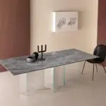 Moderner Metropolis Glastisch von Tonelli Design mit elegantem Gestell.