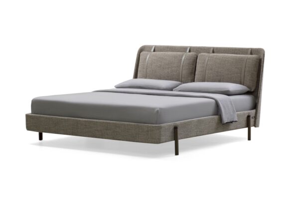 Elegantes Polsterbett Nara von Bodema mit weichem Kopfteil im modernen Schlafzimmer.