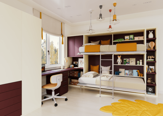 Weißes Kinder-Etagenbett mit sicherer Leiter, Schutzgeländer und platzsparendem Design für Kinderzimmer.